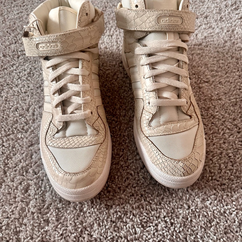 Adidas Cream Retro High-Top Sneakers
